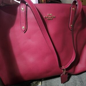 Coach Pink Pebbled Leather Tote Bag